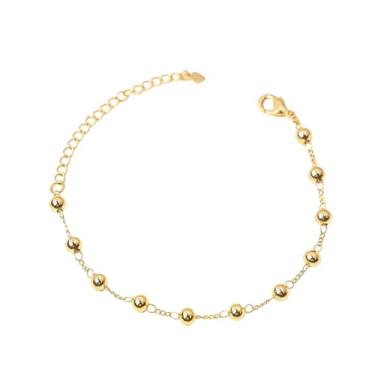 Imagem de Pulseira Bola Lisa Feminino Semi Joias Banhado Ouro 18k, Ideal para Presentear, Perfeito para todas as ocasiões