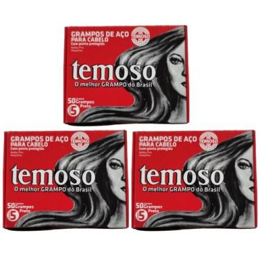 Imagem de Kit 3 Grampo De Aço Para Cabelos Nº 5 Preto 50Un - Teimoso - Temoso