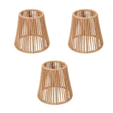 Imagem de 3pcs Lâmpadas de Lâmpada Tecida à Mão, Clipe No Design, Abajur Rústico para Lustres de Velas, Luzes de Teto, Corda de Com Moldura de Ferro, Lâmpada E14, Prevenir Incêndio,