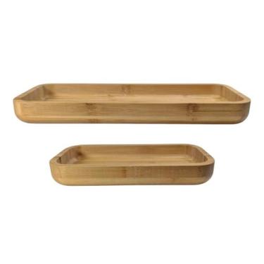Imagem de Conjunto 2 Bandejas Diferentes 24cm & 34cm Funda Bambu Bege - Euro Hom