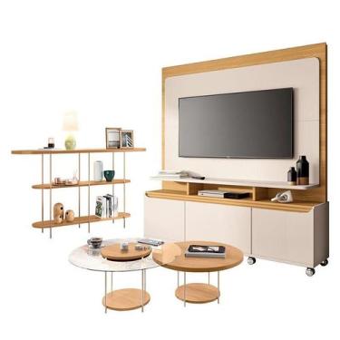 Imagem de Estante Home Theater Quantum Off White Cinamomo e Aparador Infinity e 
