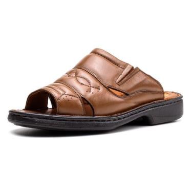 Imagem de Chinelo Masculino Sandalia Conforto Pinhão Couro DIfranca - 2600 - Ran