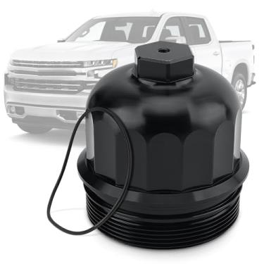Imagem de Tampa de alumínio para filtro de combustível 134001 Billet compatível com GM Duramax 6.6L L5P Chevy Silverado/GMC Sierra 2500HD 3500HD 3500HD (preta)