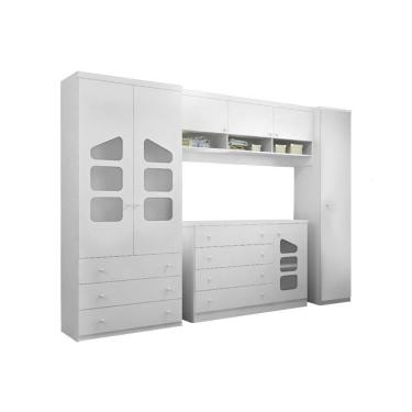 Imagem de Quarto Bebe Guarda Roupa Modulado E Cômoda Eloísa Branco