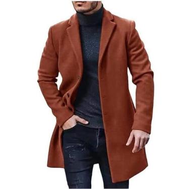 Imagem de Casaco de lã solto masculino, moda, comprimento médio - SANMU