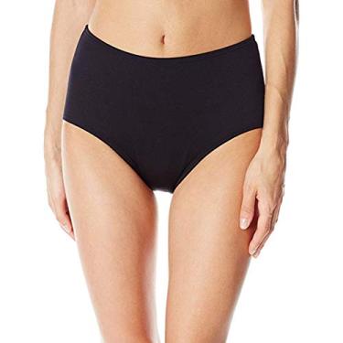 Imagem de TYR Calcinha de biquíni feminina lisa de cintura alta, Preto, 6