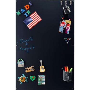 Imagem de Quadro magnético grande para parede - quadro de exibição magnética - quadro de avisos magnético - quadro preto apagável a seco - feito nos EUA (preto fosco, 58,4 cm L x 35 C)