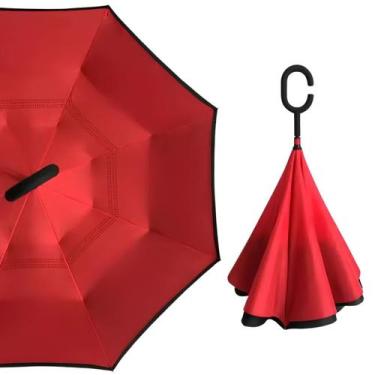 Imagem de Guarda-chuva Invertido Reforçado Alça C Prático Proteção UV 105cm Aber