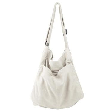 Imagem de Bolsa de ombro tiracolo Canvas Hobo para mulheres/homens branca - NATI