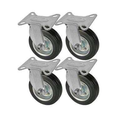 Imagem de Kit 4 un roda rodízio fixo borracha maciça 4 polegada - AJAX