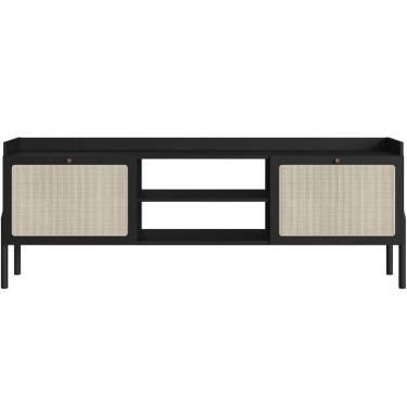 Imagem de Rack Para Sala De Estar Tv 65 Pol 183cm Pés Madeira Moss A03 Nero Preto