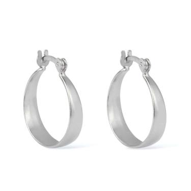 Imagem de Brinco Prateado De Argola Média Lisa Chapada