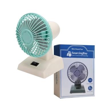 Imagem de Sourcingbay Ventilador de mesa retrô de 10 cm - alimentado por USB/bateria, oscilação contínua de 2 velocidades, mini ventilador de resfriamento para quarto de escritório em casa | Design vintage