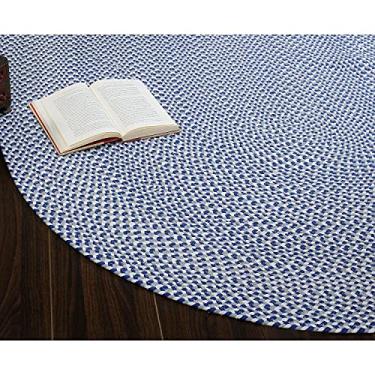 Imagem de Super Area Rugs Tapete trançado de algodão tricolor Farmhouse - Buffalo Check azul, branco, cinza 10 x 18 cm oval