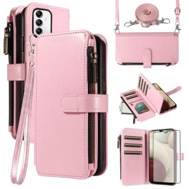 Imagem de Asuwish Capa de telefone para Samsung Galaxy A14/M14 5G capa com protetor de tela de vidro temperado e cordão com zíper carteira suporte para cartão suporte acessórios de celular A 14 4G 14 A 14 M G5