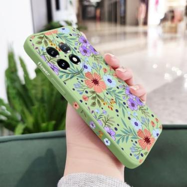 Imagem de Capa de celular com estampa de flores para OnePlus 11, 11R, 10, 10R, 10T, 9R, 9RT, 9, 8T, 8, 7, 7T Pro 5G, capa de silicone líquido, verde claro, para OnePlus 7