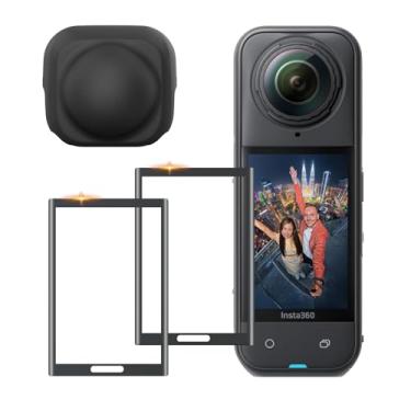 Imagem de Drogear Película protetora de tela (2 peças) e tampa de lente para Insta360 X5 / Insta360 X4 Acessórios, Insta 360 X5 / Insta 360 X4 Vidro Temperado, Ultra HD, Dureza 9H, Resistente a Riscos