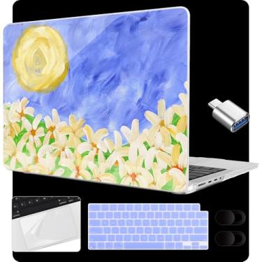 Imagem de MEEgoodo Capa para M4 MacBook Pro 16 polegadas 2024 2023 2021 (A3403/A3186/A2991/A2780/A2485) M3 M2 M1 Pro/Max Chip, capas rígidas para laptop com capa de teclado e filme trackpad, flores de verão