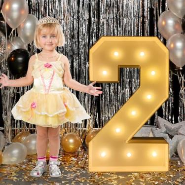 Imagem de Número iluminado para letreiro de 6 m, números de letreiro de 6 metros de altura, placa de LED grande para festas, decorações de aniversário, formatura, formatura, chá de bebê (número 2)