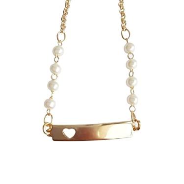 Imagem de Pulseira Infantil Pérolas Chapinha Cor:Dourado