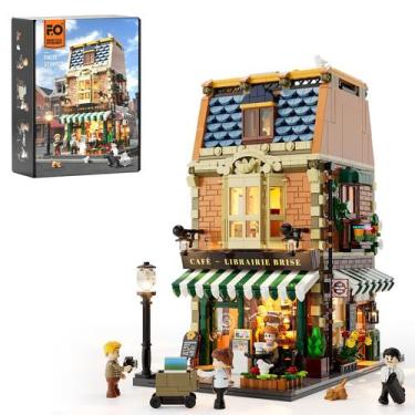 Imagem de Conjunto de tijolos de construção FUNWHOLE Book-Cafe Lighting City Tow