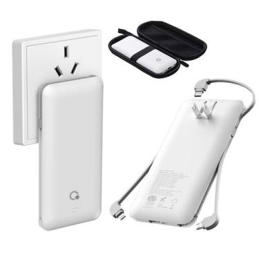 Imagem de Carregador portátil da marca Q 10000mAh com cabos e plugues embutidos 