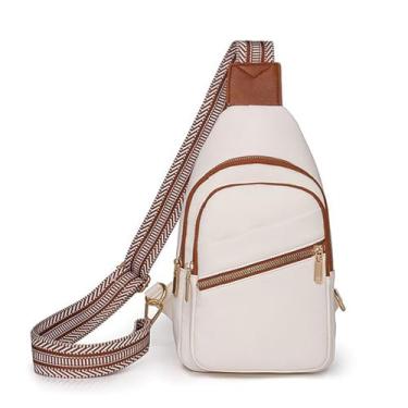 Imagem de Bolsa tiracolo pequena para mulheres - Bolsa transversal de couro, pochete para viagem, presentes de aniversário para mulheres (bege)