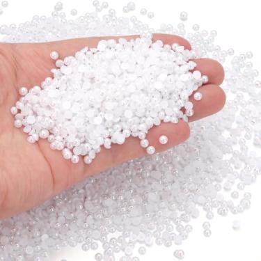 Imagem de Chuyau 5000 peças de pérolas planas AB brancas de 4 mm para artesanato de joias e meias pérolas redondas para fazer scrapbook faça você mesmo, sapatos, roupas, copo, unhas, decoração de arte de