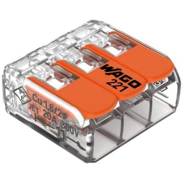 Imagem de Kit caixa 50 conector de emenda wago 3 polos com alavanca até 4mm 2214