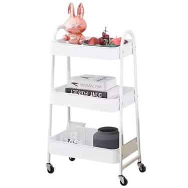 Imagem de Carrinho Organizador de Metal Multiuso 3 Prateleiras com Rodinhas(BRANCO)
