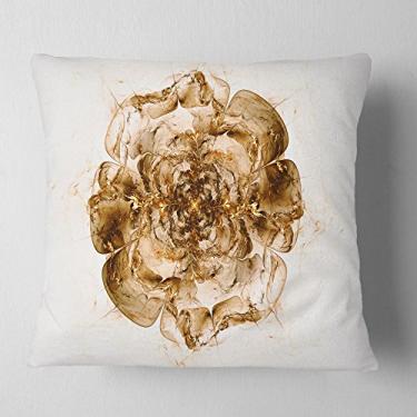 Imagem de Design de flor fractal marrom em branco floral sala de estar, sofá, almofada de alta qualidade + capa de almofada impressa em ambos os lados 66 cm x 66 cm