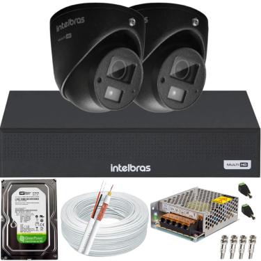 Imagem de Kit Intelbras 2 câmeras 3220D mini black áudio mic Full Hd Dvr Mhdx 31