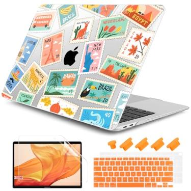 Imagem de DONGKE Capa para MacBook Air de 13 polegadas 2021-2018, compatível com A2337 M1 A2179 A1932 Suporte Retina Display e Touch ID, capa de plástico rígido com película de teclado - carimbos de poste