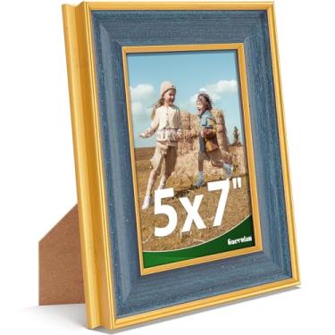 Imagem de Gaevuian Porta-retrato 12 x 18 cm, acabamento antigo, moldura para fotos 12 x 18 cm com vidro temperado para parede ou mesa, decoração de parede emoldurada vintage, 12 x 18 cm, azul marinho, 1 pacote