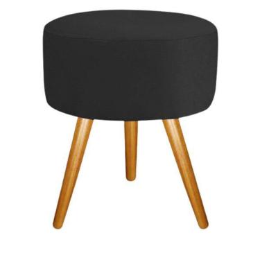 Imagem de Puf puff redondo luxo suede preto a escolha pés palito