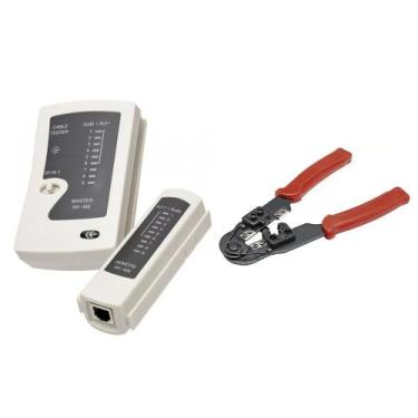 Imagem de Kit Tester Testador de Cabo RJ45 RJ11 e Alicate de Crimpar - MXT