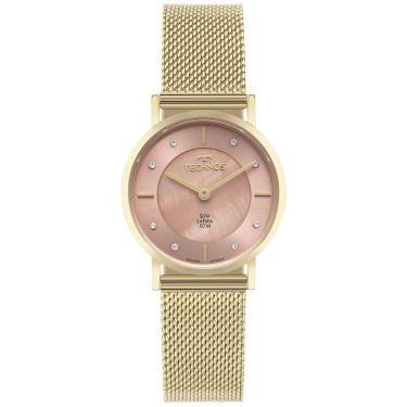 Imagem de Relógio Technos Feminino Ref: 2025ltx/1t Slim Safira Mesh Dourado