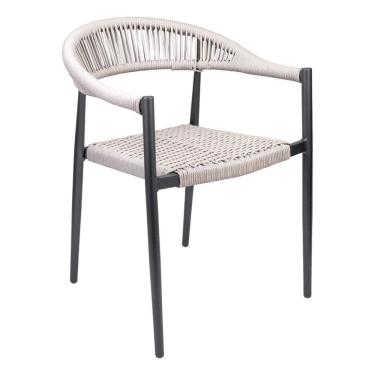 Imagem de Cadeira Área Externa de Alumínio Carmy com Corda Naútica Grafite/Amêndoa G56 - Gran Belo