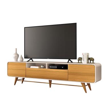 Imagem de Bancada Europa Pés em Madeira para TV até 85 Polegadas Off White/Cinamomo G26 - Gran Belo