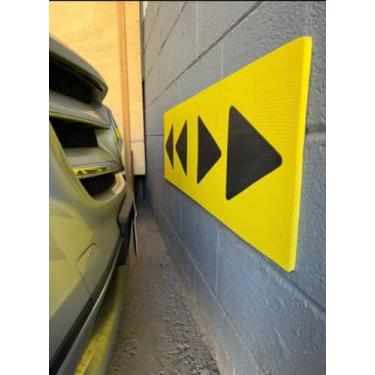 Imagem de Protetor de Parede para Garagem em EVA, 100x30cm, Amarelo e Preto, Proteção para Carro