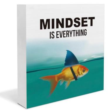 Imagem de Decoração motivacional para quarto, dormitório, escritório, presentes inspiradores para estudantes amigos empreendedores, mentalidade é tudo, placa de madeira, decorações com citações positivas para