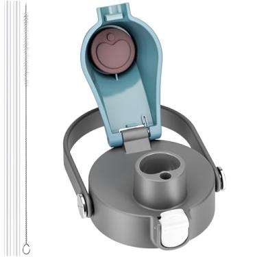 Imagem de Tampa de substituição para garrafa de água Owala Freesip, compatível com Owala 473 ml, 680 g, 740 ml, 947 ml, 1,134 g, vem com 2 canudos e 1 escova de palha, acessórios Owala sem BPA, à prova de