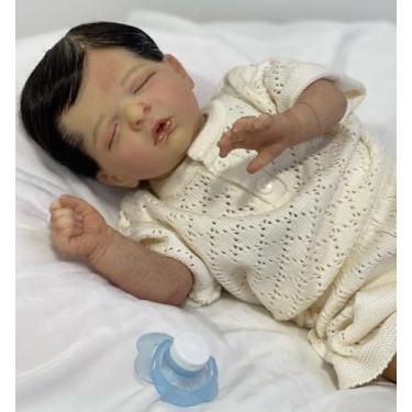 Imagem de Ana Dolls Bebê Reborn Luiz Premium, Boneca Realista Dormindo, Vinil, 50cm, Feito a Mão, com Enxoval Completo, para Coleção