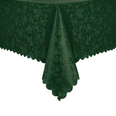 Imagem de Romanstile Toalha de mesa retangular de vinil, 100% impermeável, resistente, à prova de derramamento, de plástico, resistente a manchas, capa de mesa de poliuretano com forro de flanela para cozinha e