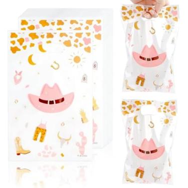 Imagem de Fampery 20 peças de lembrancinhas de festa - Saco de guloseimas ocidentais de cowboy rosa com alças - Sacos pequenos de presente de vaqueira para crianças - Aniversário, chá de bebê, suprimentos de