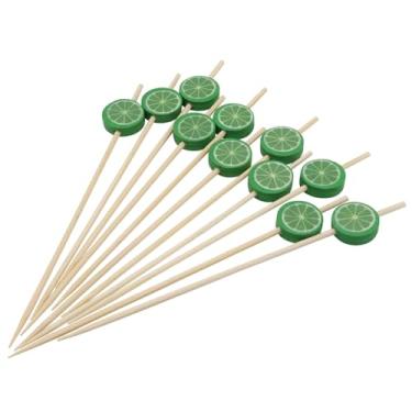 Imagem de Hitefu 100 palhetas de coquetel de limão, espetos de aperitivo de bambu de 12,7 cm para festas tropicais e enfeite de frutas
