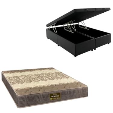 Imagem de Cama Box Baú Bipartida Blindada com Colchão de Espuma Orthopedic (CORINO PRETO, Queen)