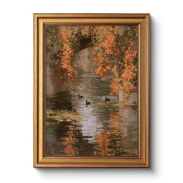 Imagem de WHASAYART Arte de parede emoldurada em ouro vintage sob a ponte 30,5 x 40,6 cm