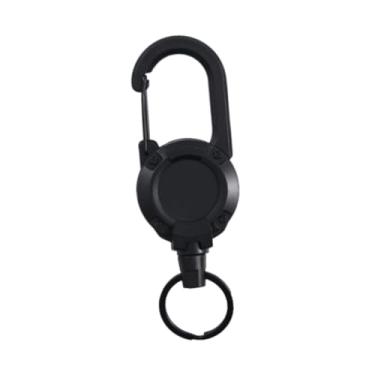 Imagem de IEUDNS Chaveiro retrátil com mosquetão para crachá, ideal para pesca e camping, Preto