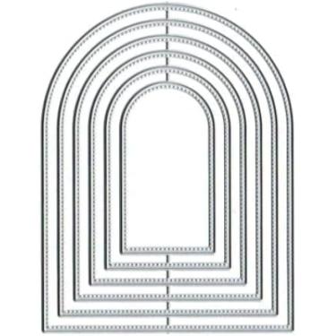 Imagem de Matrizes de corte de metal com borda arqueada de sobreposição de prata para kit de confecção de cartões, papel em relevo, recortes, scrapbook, máquina de recortes, estênceis de armazenamento, bolsos
